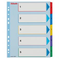 ESSELTE Índice de proyectos multitaladro. DIN A4. Borra y Re-Escribe. Pestañas 1-5, multicolor