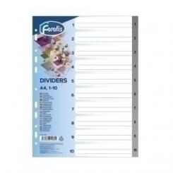 Indice Forofis Pp Numerico A4 Pestañas 1-10 11 Taladros Gris Con Ind.B/N