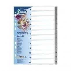 Indice Forofis Pp Numerico A4 Pestañas 1-12 11 Taladros Gris Con Ind.B/N