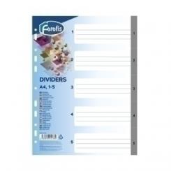 Indice Forofis Pp Numerico A4 Pestañas 1-5 11 Taladros Gris Con Ind.B/N
