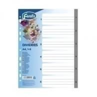 Indice Forofis Pp Numerico A4 Pestañas 1-6 11 Taladros Gris Con Ind.B/N