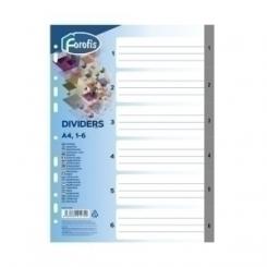 Indice Forofis Pp Numerico A4 Pestañas 1-6 11 Taladros Gris Con Ind.B/N