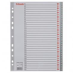Índice multitaladro ESSELTE. DIN A4. Cartulina índice color. Pestañas 1-31 PP, gris