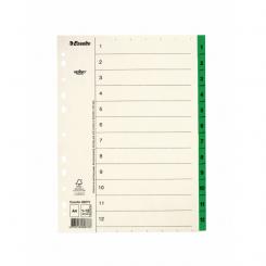 Índice multitaladro ESSELTE. DIN A4. Cartulina índice. Pestañas 1-12 Papel Mylar, beige