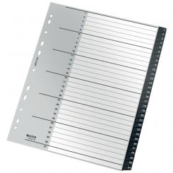 Índice multitaladro LEITZ Recycle. DIN A4 maxi. Pestañas 1-31. PP, negro