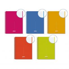 INGRAF Cuaderno Espiral Microperforado tapa dura Medit A4, 80 hojas, surtido 1 (rosa, azul, mostaza, naranaja, lima)