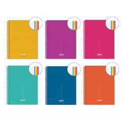 INGRAF Cuaderno Espiral Soft Medit A4, 120 hojas, Pack 6 unidades colores surtidos