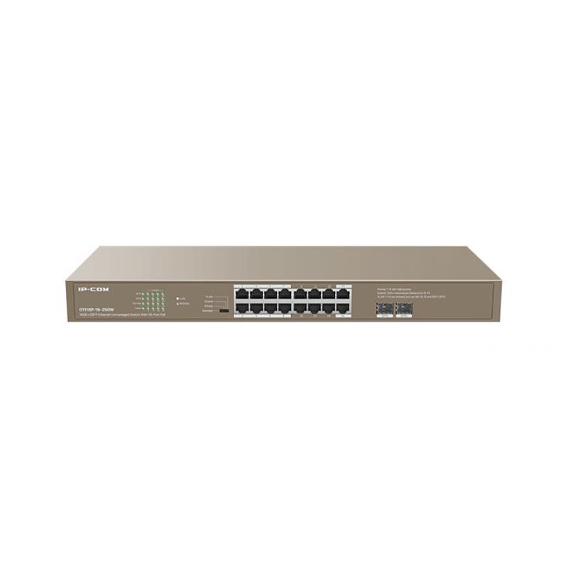 ip-com-networks-g1118p-16-250w-switch-no-administrado-gigabit-ethernet-10-100-1000-energia-sobre-ethernet-poe-marron