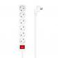 ISENS Base Multiple 6 Tomas Con Interruptor Con Cable 3x1.5mm2, Blanco, 1.4m