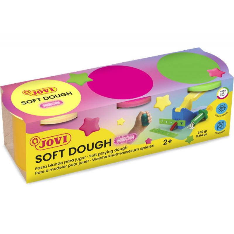JOVI Soft Dough BLANDIVER Estuche 3 botes 110 g colores neón (+2 años)