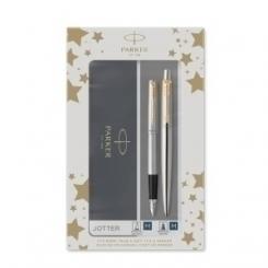 Juego Boligrafo+Pluma Parker Jotter Acero Gt