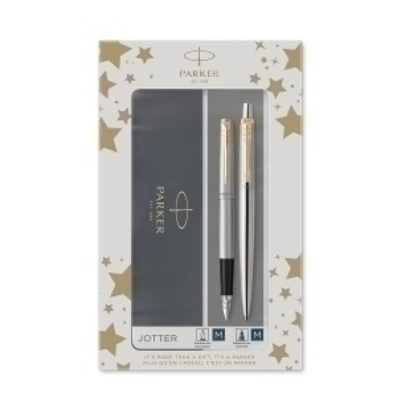 juego-boligrafopluma-parker-jotter-acero-gt