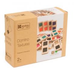 Juego didáctico dominó sensorial texturas madera 28 piezas