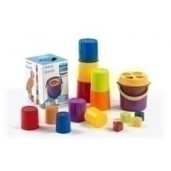 Juego Miniland Giantte:Cubo+ Vasitos Apilables (10 Vasos, 4 Formas, 1 Cubo Y 1 Tapa 95 Cm.)