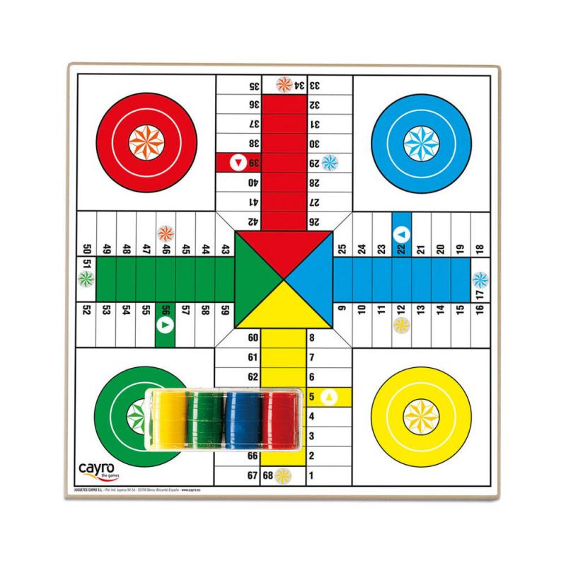 Juego Parchis Oca 2 tableros de  33 Ctm con fichas de 4 colores