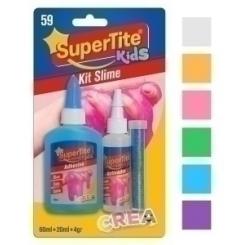 Juego Supertite Slime Starter Pack Kit Completo 1X Pegamento 60Ml 1X Liquido Magico 20Ml 1Xpurpurina Color