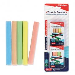 KATHAY Blister 2Cajas Tizas Colores 10Ud Kathay