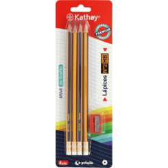 KATHAY Blister 4 Lapices  2HB con goma y afila