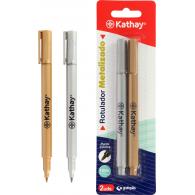 KATHAY Blister con 2 Rotuladores Metalizados 1mm Oro+Plata