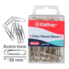KATHAY Caja 40 Clips Niquel 50mm