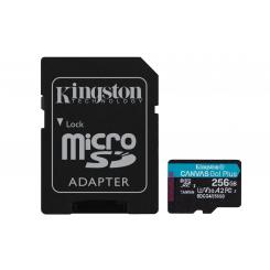 Kingston Technology Tarjeta microSDXC Canvas Go Plus Gen4 de 256 GB, 200 MB/s, A2 U3 V30 y adaptador
