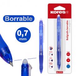 KORES Blister 1 Bolígrafo Gel   Borrable Azul Kores