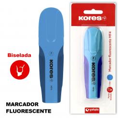 KORES Blister 1 Marcador  Fluor C/Softgrip MF4 Azul