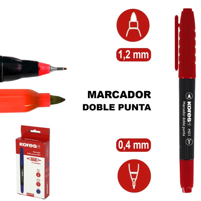 kores-marcador-doble-punta-md1-permanente-rojo