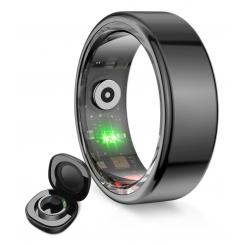 Ksix Anillo inteligente Saturn, Talla L, Aut. 3 días, Actividad y Salud, Monitor Sueño, 5ATM, Negro