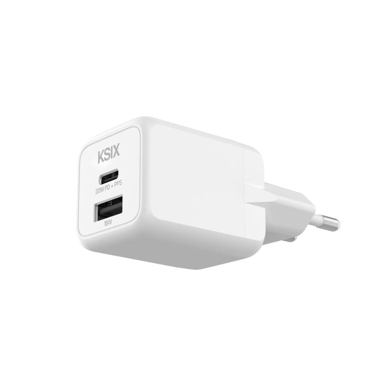 ksix-cargador-de-red-20w-gan-pps-power-delivery-materiales-sostenibles-1-x-usb-c-1-x-usb-a-blanco