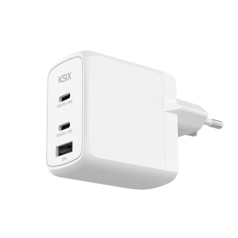 ksix-cargador-de-red-65w-gan-pps-power-delivery-materiales-sostenibles-2-x-usb-c-1-x-usb-a-blanco