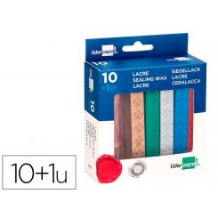 Lacre LIDERPAPEL con sello de carta juego de 10 barras colores surtidos