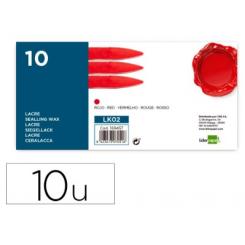 Lacre LIDERPAPEL Rojo caja c/10 Barras