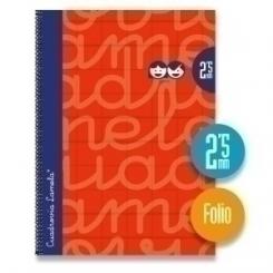 Lamela Bloc Tapa Forrada Fº 80H Cuadrovia 2,5 Mm Rojo