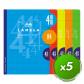 Lamela Libreta Grapada 50H A4 Cuadrovia 4 Mm Surtido Pack De 5 (5 Col.)