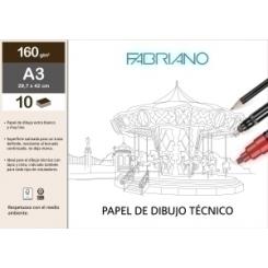 Lamina Dibujo Fabriano Lineal 160G A3 Mini-Pack De 10H Liso