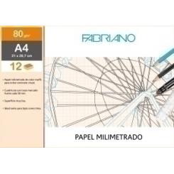 Lamina Fabriano Milimetrado 80 Gr. Mini-Pack De 12 A4