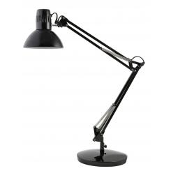 Lámpara arquitecto c/base y mordaza para LED 7W o fluorescentes. Brazo articulado doble. Medida ext 200x430x390 mm . Color negro.