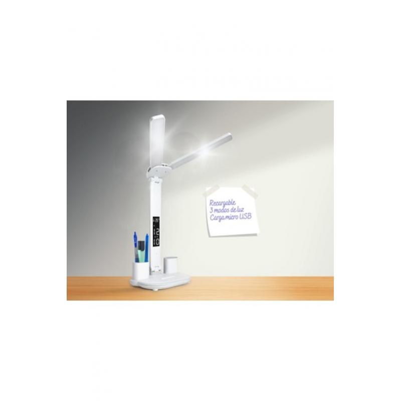 Lampara de escritorio plegable con dos tubos de luz LED 3 rangos de intensidad 3000k a 6500k