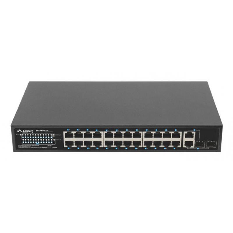 lanberg-rsfe-24p-2c-250-switch-no-administrado-gigabit-ethernet-10-100-1000-energia-sobre-ethernet-poe-1u-negro