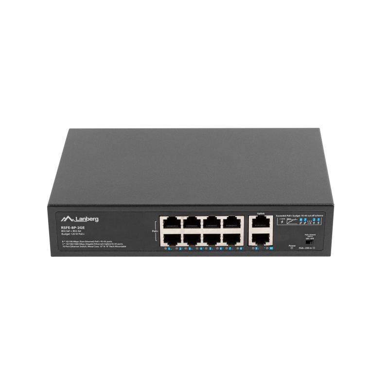 lanberg-rsfe-8p-2ge-120-switch-no-administrado-gigabit-ethernet-10-100-1000-energia-sobre-ethernet-poe-1u-negro