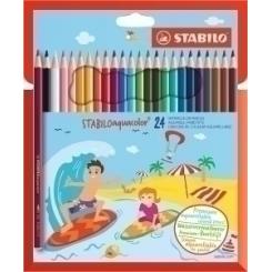 Lapices Acuarelables Stabilo Aquacolor Estuche Carton De 24