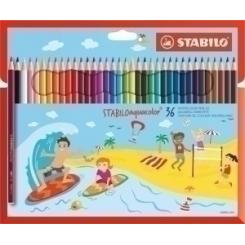 Lapices Acuarelables Stabilo Aquacolor Estuche Carton De 36