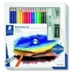 Lapices Acuarelables Staedtler Design Journey Set De Dibujo Mixto Caja De 18 12X 14610C Lapices Acuarelables 3X 100A Lumograph Aquarell 1X 949-M Pincel 1X 526 B30-9C Goma De Borrar 1X 510 10 Afila Metalico