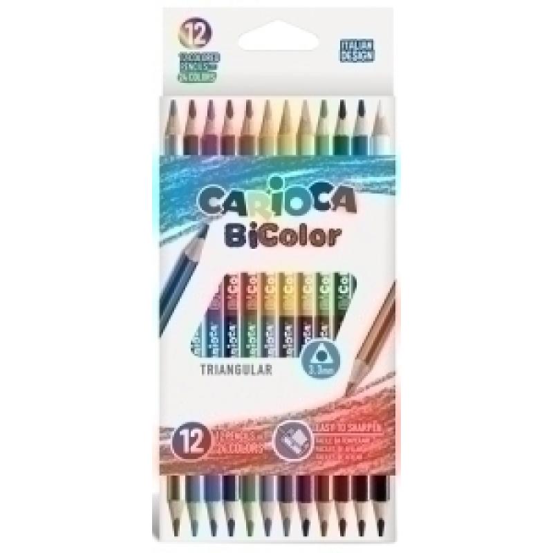 lapices-carioca-bicolor-triangular-caja-de-12