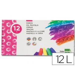 Lapices cera semi blanda lider papel caja de 12 unidades colores surtidos