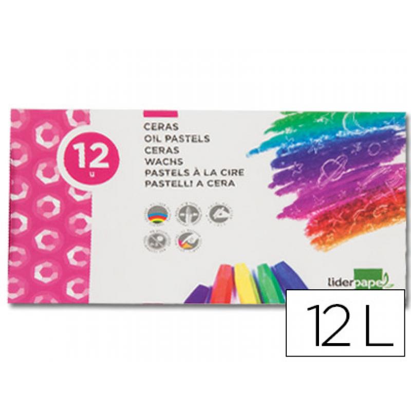 lapices-cera-blanda-liderpapel-caja-de-12-colores