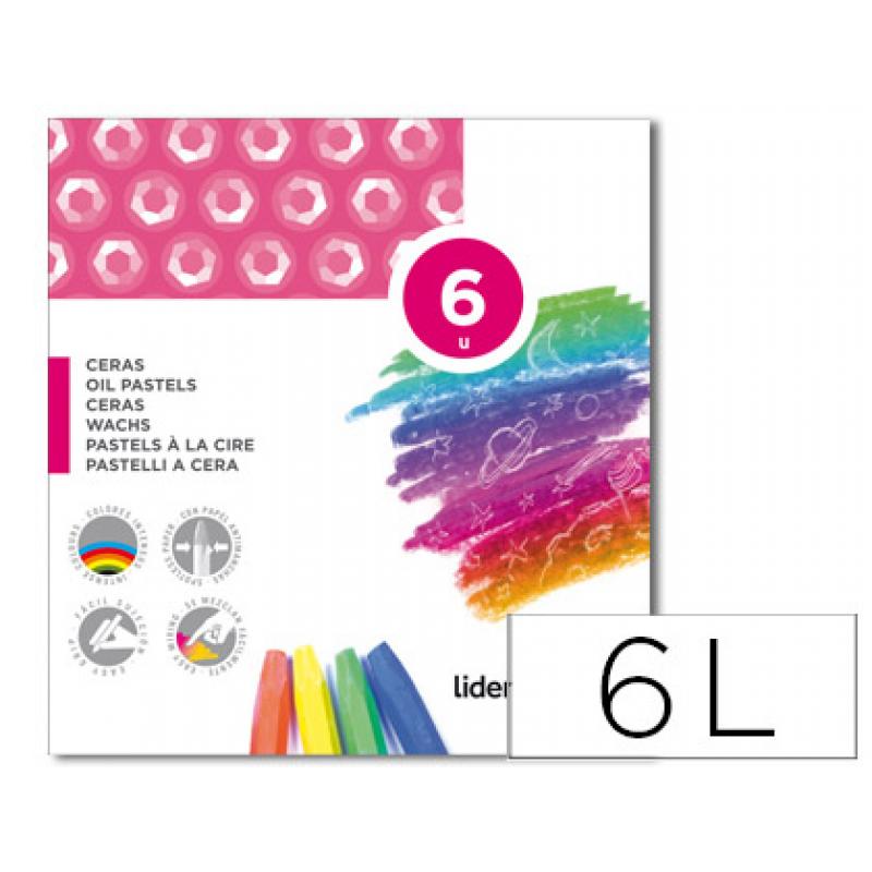 lapices-cera-blanda-liderpapel-caja-de-6-colores