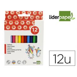Lapices cera LIDERPAPEL caja de 12 unidades colores surtidos
