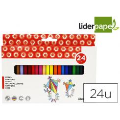 Lapices cera LIDERPAPEL caja de 24 unidades colores surtidos